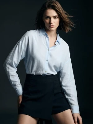 Sinsay - Koszula oversize ze ściągaczem - błękitny