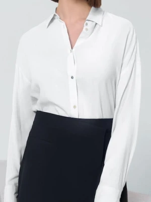 Sinsay - Koszula oversize ze ściągaczem - kremowy