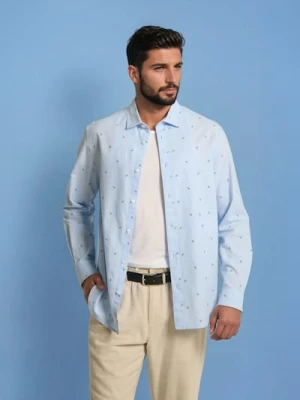 Sinsay - Koszula regular fit we wzory - błękitny