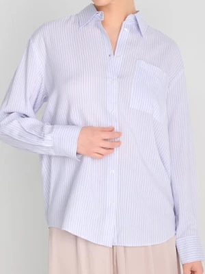 Sinsay - Koszula regular fit z domieszką lnu - niebieski