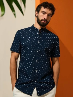 Sinsay - Koszula regular fit ze stójką - granatowy