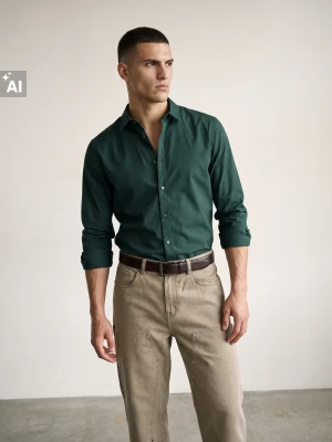 Sinsay - Koszula slim fit - zielony