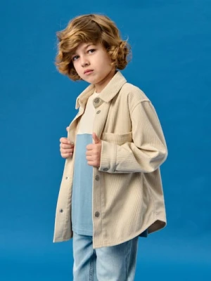 Sinsay - Koszula sztruksowa z kieszenią - kremowy