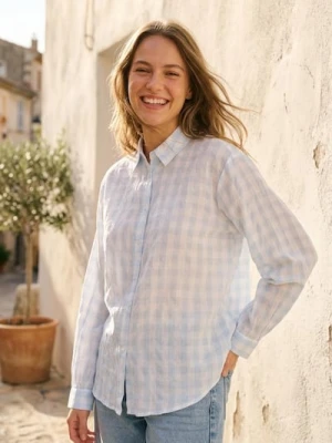 Sinsay - Koszula w kratę z kołnierzykiem - błękitny