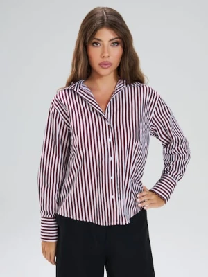 Sinsay - Koszula w paski - bordowy