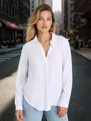 Sinsay - Koszula z długim rękawem w paski - biały