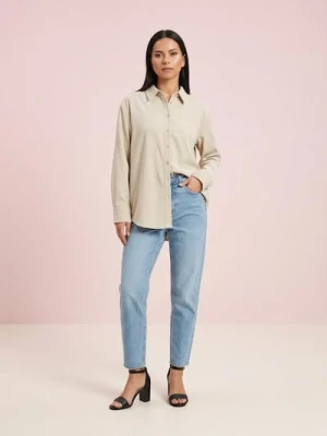 Sinsay - Koszula z domieszką lnu - beżowy