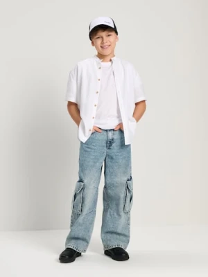 Sinsay - Koszula z domieszką lnu - biały