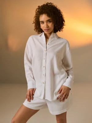 Sinsay - Koszula z domieszką lnu - biały