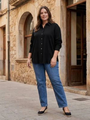 Sinsay - Koszula z domieszką lnu - czarny