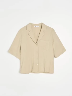 Sinsay - Koszula z domieszką lnu - kremowy