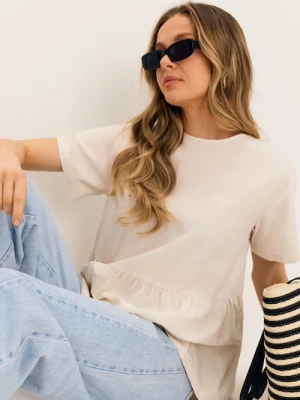 Sinsay - Koszula z domieszką lnu - kremowy