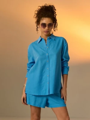 Sinsay - Koszula z domieszką lnu - niebieski