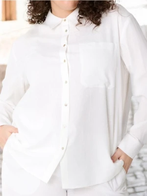 Sinsay - Koszula z domieszką lnu PLUS SIZE - kremowy