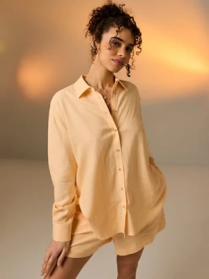 Sinsay - Koszula z domieszką lnu - pomarańczowy