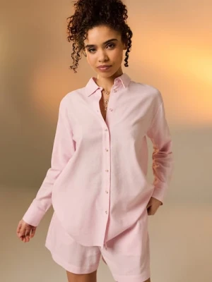 Sinsay - Koszula z domieszką lnu - różowy