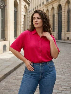 Sinsay - Koszula z domieszką lnu - różowy