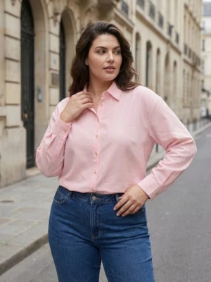 Sinsay - Koszula z domieszką lnu - różowy