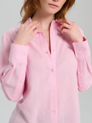 Sinsay - Koszula z domieszką lnu z wiązaniem na plecach - różowy