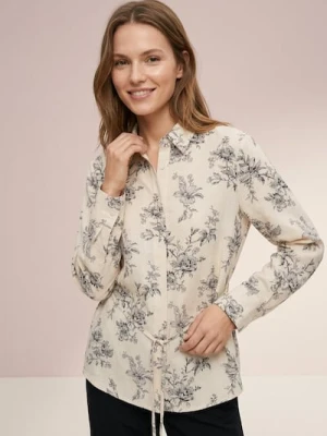 Sinsay - Koszula z domieszką lnu z wiązaniem na plecach - wielobarwny