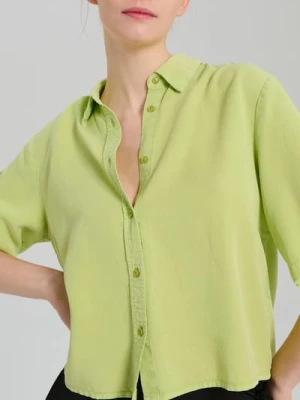 Sinsay - Koszula z krótkim rękawem z lyocellu - zielony