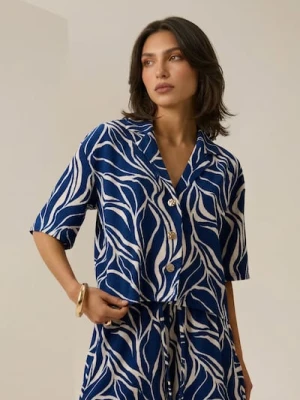 Sinsay - Koszula z krótkim rękawem z motywem roślinnym - wielobarwny