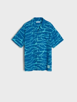 Sinsay - Koszula z krótkimi rękawami - turkusowy