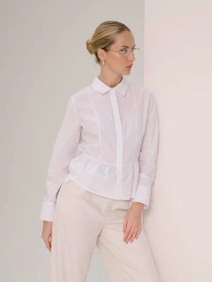 Sinsay - Koszula z krytą plisą i falbaną - biały