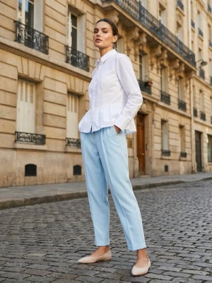 Sinsay - Koszula z krytą plisą i falbaną - biały