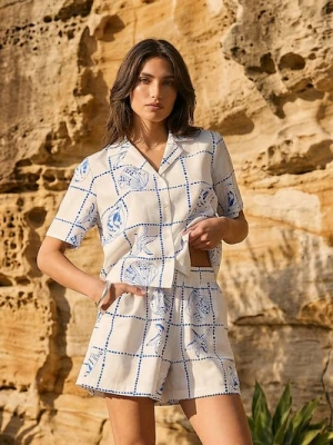 Sinsay - Koszula z morskim nadrukiem, z wiskozą - wielobarwny