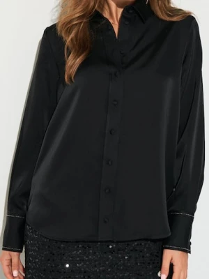 Sinsay - Koszula z satynowym wykończeniem - czarny