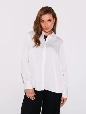 Sinsay - Koszula z satynowym wykończeniem - kremowy