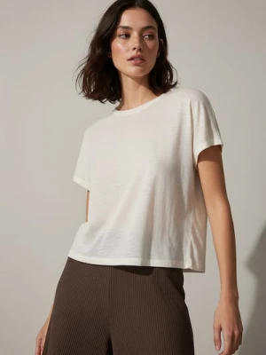 Sinsay - Koszulka basic - kremowy