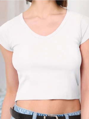 Sinsay - Koszulka basic prązkowana - biały