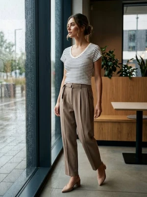 Sinsay - Koszulka basic w prążek - wielobarwny