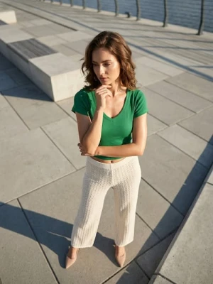 Zdjęcie produktu Sinsay - Prążkowany crop top - zielony