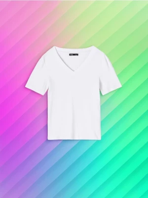 Sinsay - Koszulka bawełniana - biały