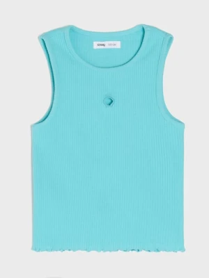 Sinsay - Koszulka bez rąkawów z prążkowanej dzianiny - zielony