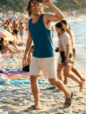 Sinsay - Koszulka bez rękawów z domieszką wiskozy - niebieski