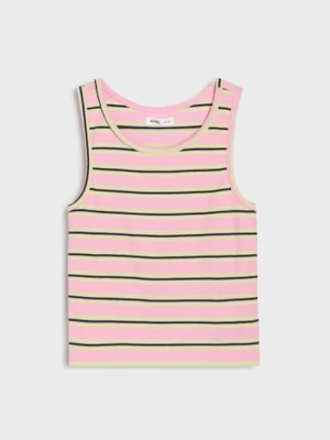 Sinsay - Koszulka bez rękawów z elastycznej dzianiny - wielobarwny