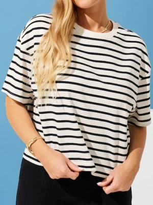 Sinsay - Koszulka boxy w paski - wielobarwny