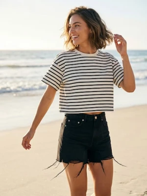 Sinsay - Koszulka boxy w paski - wielobarwny