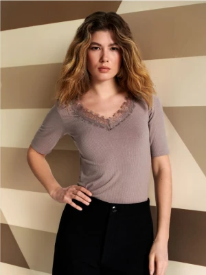 Sinsay - Koszulka - brązowy