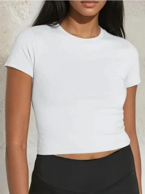 Sinsay - Koszulka crop top - biały