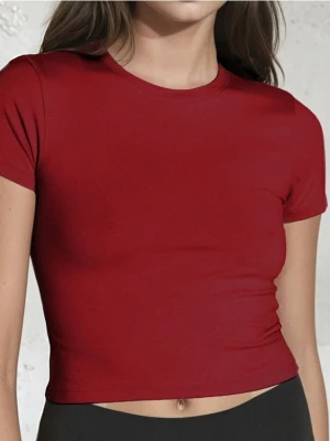 Sinsay - Koszulka crop top - czerwony