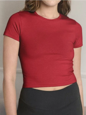 Sinsay - Koszulka crop top - czerwony