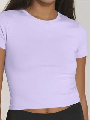 Sinsay - Koszulka crop top - fioletowy