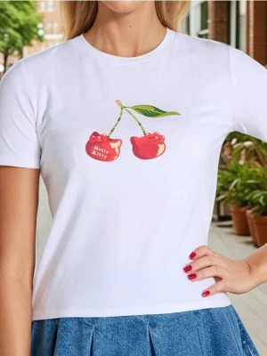 Sinsay - Koszulka Hello Kitty - biały