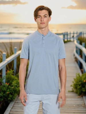 Sinsay - Koszulka henley - błękitny