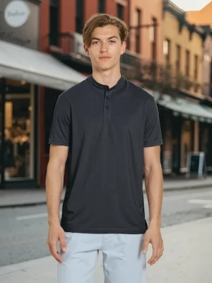 Sinsay - Koszulka henley - niebieski